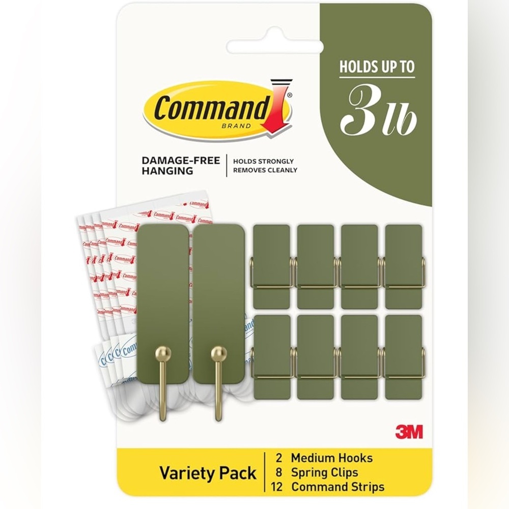 Command Limited Addition Hooks Pack: Color Sage 2 Hooks 8 Clips 12 Strips